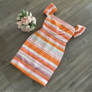 New Anthropologie Hutch Sunrise Striped Off Shoulder Dress